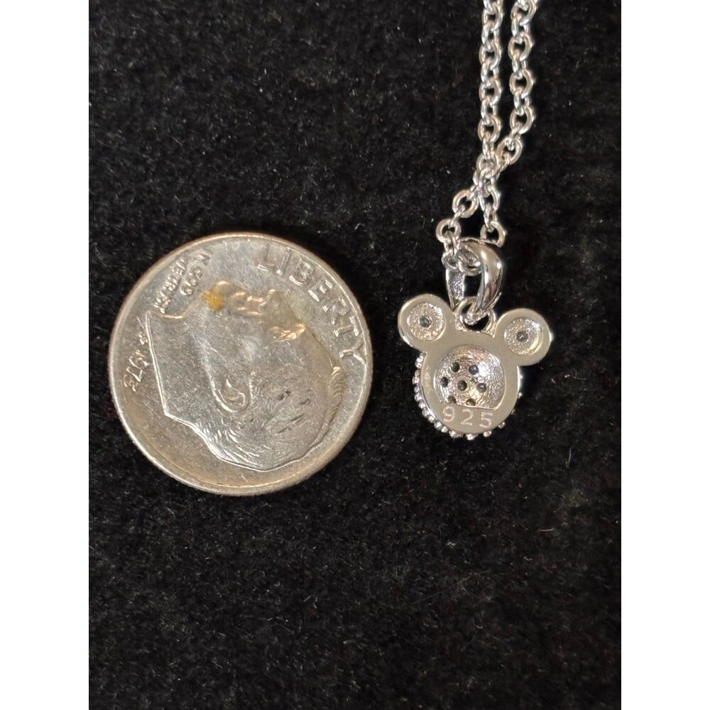 NWOT Disney Mickey Mouse Sterling Silver Moissanite Pavé Pendant Necklace - Picture 4 of 6